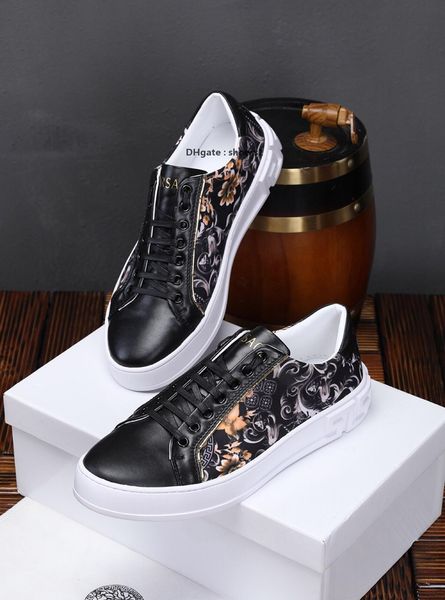 

2021-2020s luxury limited edition embroidered leather daily men 's casual sneakers ,stylish wild high -end banquet shoes ,size :38 -45, Black
