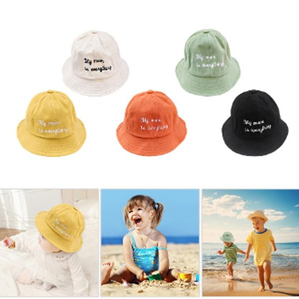 

новой милый хлопок любви младенец bucket hat вышивка пляж ca мальчик девочка вс hat для детей 3-24 месяцев сопрягать одежду, Yellow