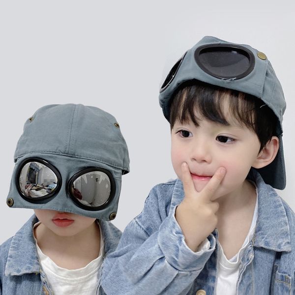 

bfqlj корейского стиля детского пилот шляпы с очками мальчиками и девочками персонализированных ребенка вс очков кепки бейсболка уток язык, Yellow