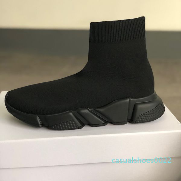 

new designer sock shoes speed trainer sneakers men women trainers stretch-knit mid sneakers trainer size 13 c22, Black