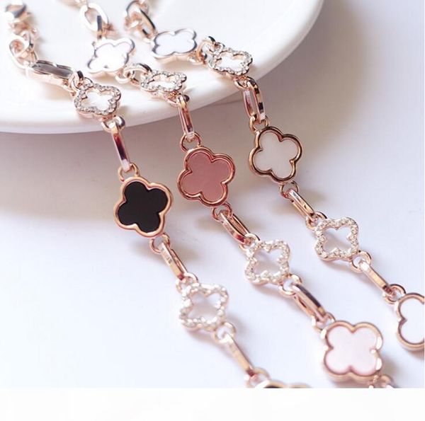 

designer 18k gold color clover crystal bracelet korean fashion luxury charm bracelet women jewelry birthday party gift wholesale price, Golden;silver
