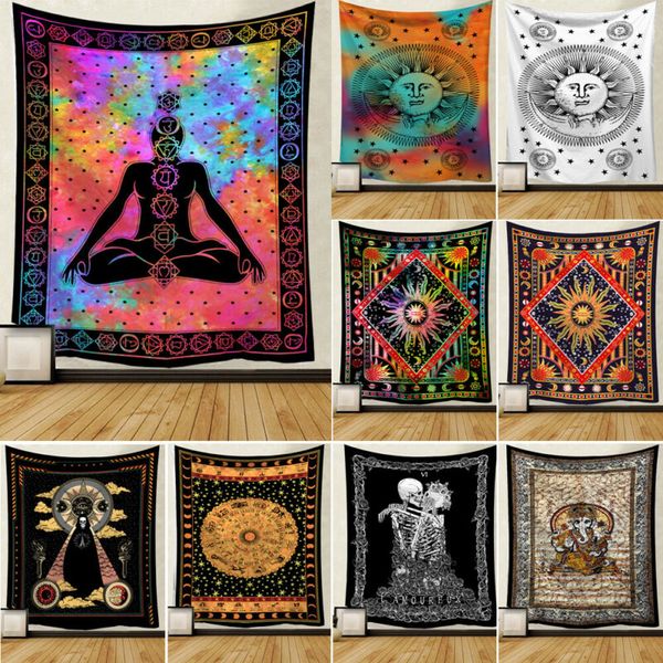 

sun skull and moon tarot tapestry bohemian hippie wall hanging home decor colorful wall tapestry decoration