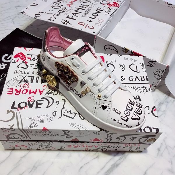 

h2020 new trend leather party casual shoes outdoor men and women sports shoes fashion graffiti wild couple shoes, size 35-45, Black