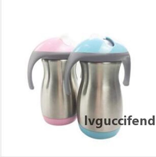 

kid handle vacuum cup kids water bottle baby heat preservation handle milk cup with straw cute stainless steeless mug wy91