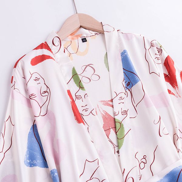 

women's sleepwear pajamas summer viscose fiber nightgown bathrobe morning gowns printed silk can be worn outside leisure, Black;red
