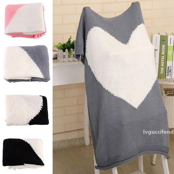 

100*78cm love heart knitted blankets baby kids newborn air condition wool quilts sofa home swadding blanket gifts wx9-223