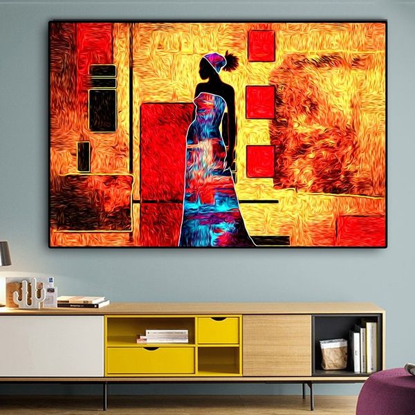 

abstract african women portrait canvas painting vintage tribe art posters and prints wall art pictures for living room home decoration