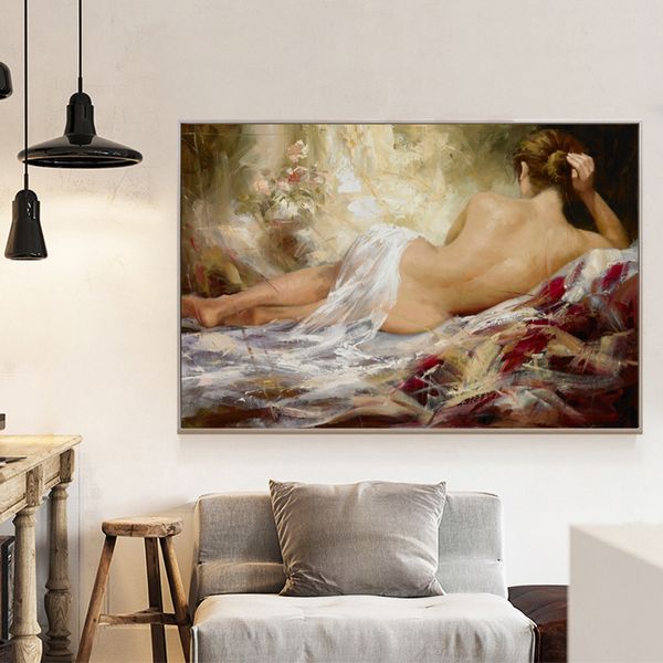 

Abstract Nude Woman Oil Painting on Canvas Posters and Prints Wall Art Portrait Pictures for Living Room Home Decor No Frame