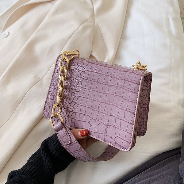 

new crocodile pattern pu leather crossbody bags for women 2020 chain female shoulder handbags mini purses travel messenger bag