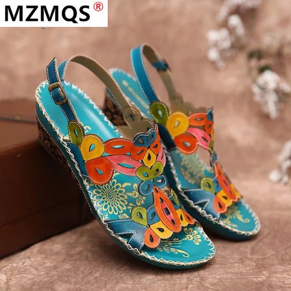 

2020 summer women sandals fashion retro styleoutdoor wedge flowers casual sandals open toe shoes for women platform, Black