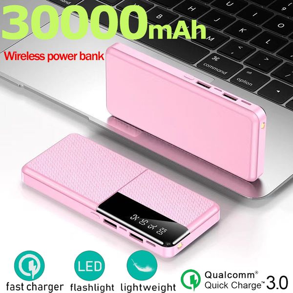 

30000mah mobile power bank large capacity portable charger for outdoor travel 2usb is suitable xiaomi samsung fast charging