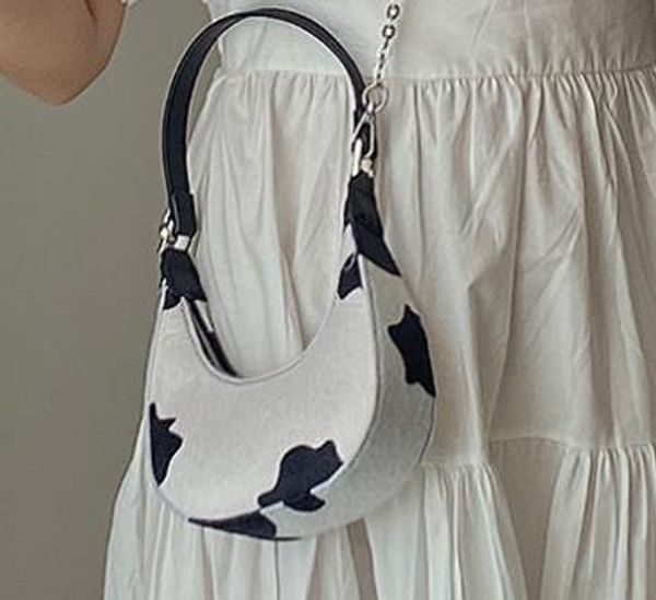 

design mini cow pattern crescent bag 2020 new fashion one-shoulder underarm bag portable messenger bag in stock
