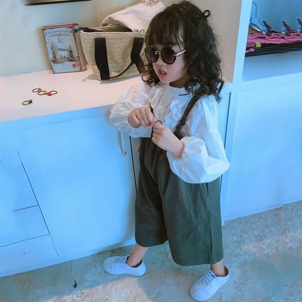 

girls' zihan fan loose suspender suspender wide leg pants wide leg pants 20 autumn new children's wear 3-8 years old, Blue