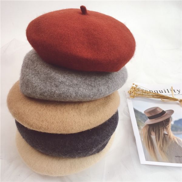 

korean new wool woolen stereo painter painter's hat beret beret parent-child hat fashion, Blue;gray