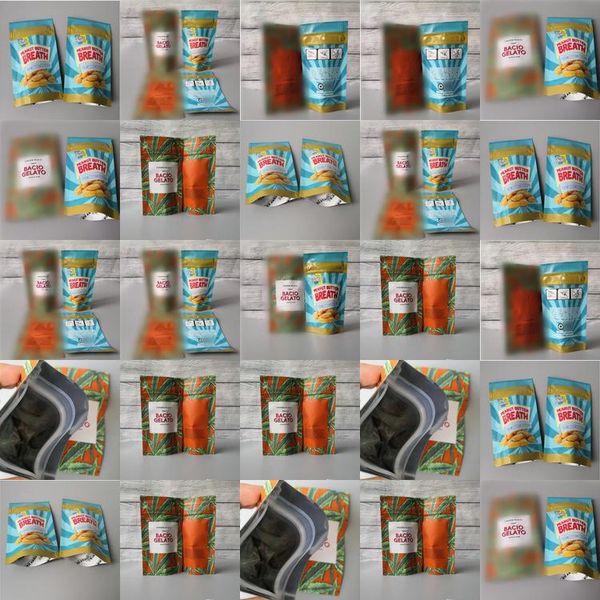 

sherbinskis bacio gelato peanut butter breath smell proof mylar bags stand up pouch packaging bags for dry herb flowers fudfo gsybags