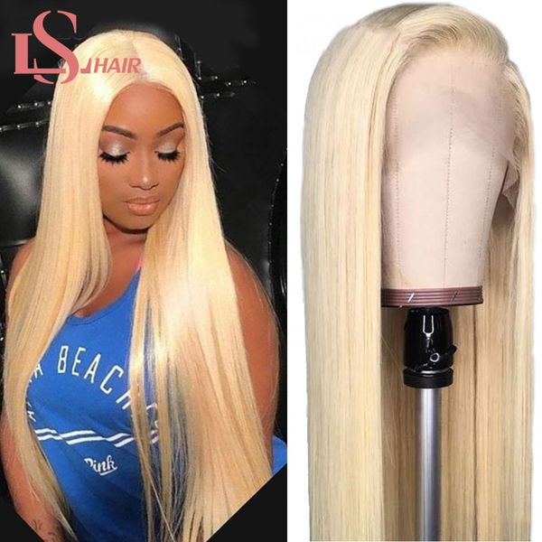 

ls hair #613 blonde lace wigs silky brazilian straight human hair 13*4 lace frontal human hair wigs, Black