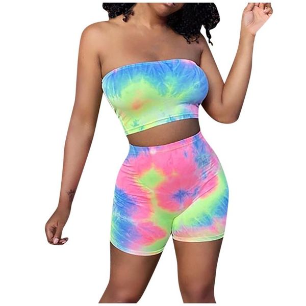 

sagace women's yoga sets tie-dye printing fashion leisure yoga sets home sports shorts set women clothes shorts fitnes, White;red