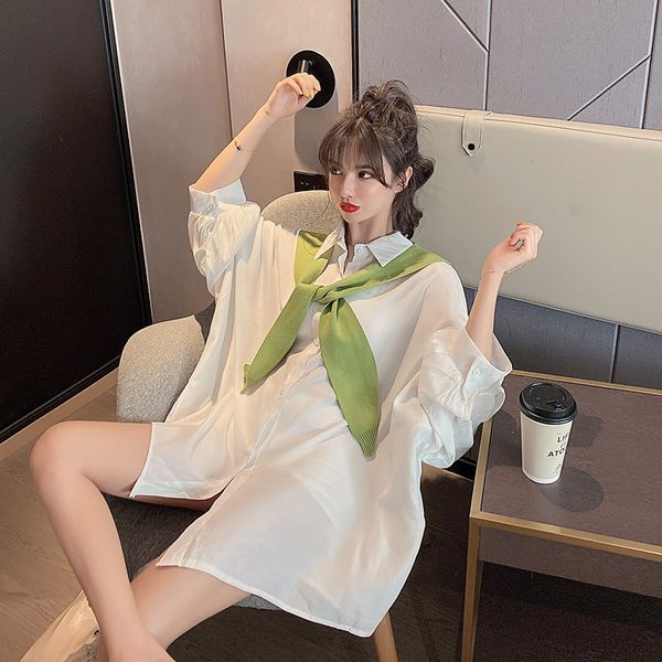 

fashion fruit green shawl set womens 2020 autumn new design sense long sleeve hong kong style shirt, White