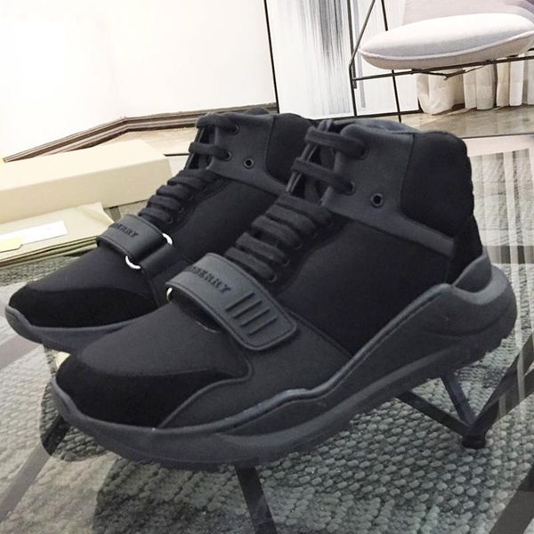 

breathable mens boots autumn and winter fashion shoes vintage check cotton sneakers scarpe sportive da uomo sports high style men shoes, Black