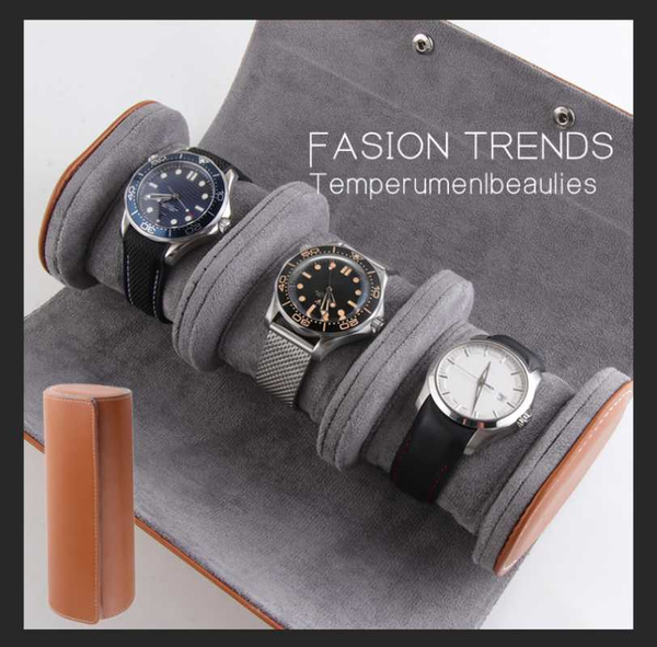 

watch boxes & cases 1/2/3 grids box faux leather case holder organizer portable for quartz automatic watches jewelry display gift, Black;blue