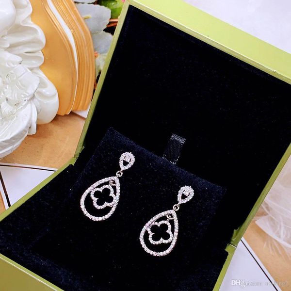 

luxury women earrings s925 sterling silve diamond dangle luxury earrings for women party earrings, Golden;silver