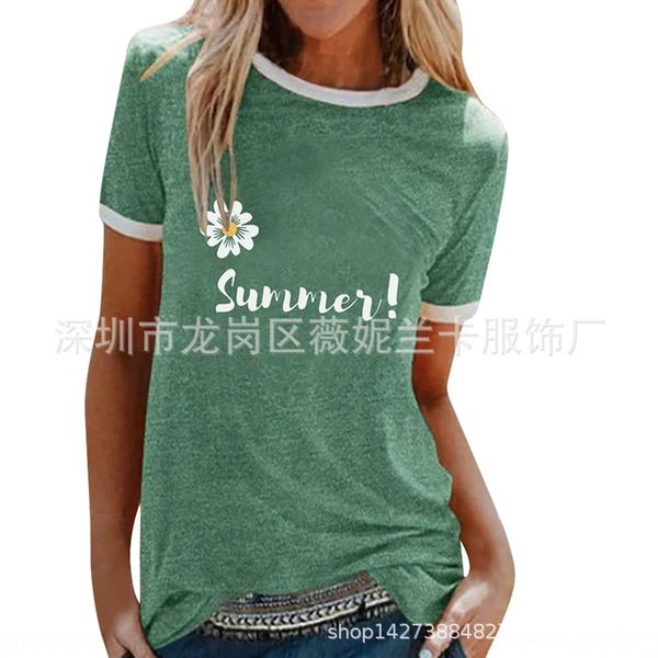 

qcboy 2020 summer new printed stitching round neck slim short sleeve for women 2020 summer new printed stitching t-shirt round neck slim sho, White