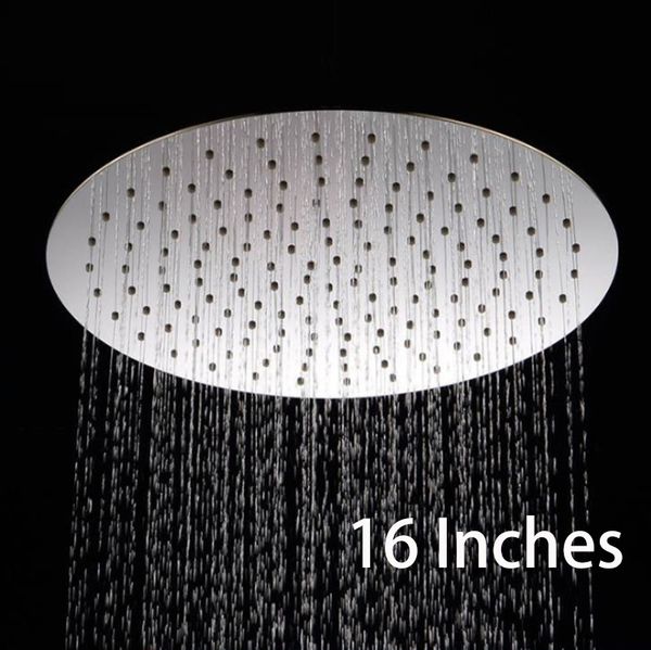 

l 16 inches large rainfall over head round shower ceiling mounted 304 stainless steel polish surface / bathroom shower