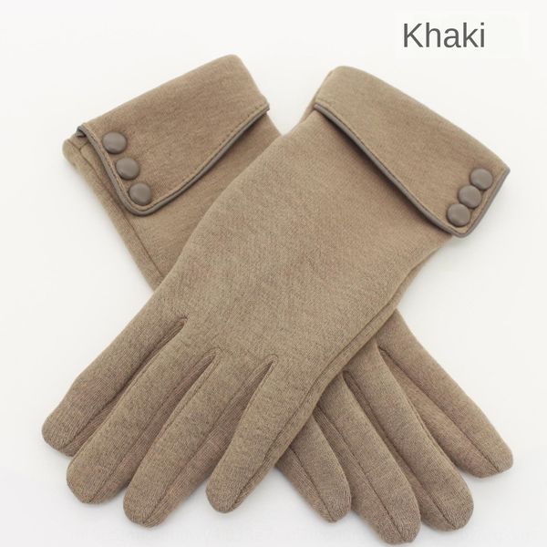 

new student warm touch screen women's three buttons plus velvet non-down velvet cycling thickened bicycle button gloves gloves line