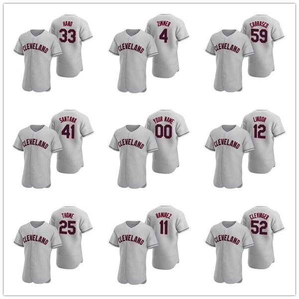 

cleveland indians men women youth 41 carlos santana 25 jim thome gray authentic 2020 road baseball jersey, Black
