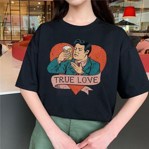 

summer spoof fun print casual harajuku female short sleeve ins black o neck tees ulzzang loose t shirt, White