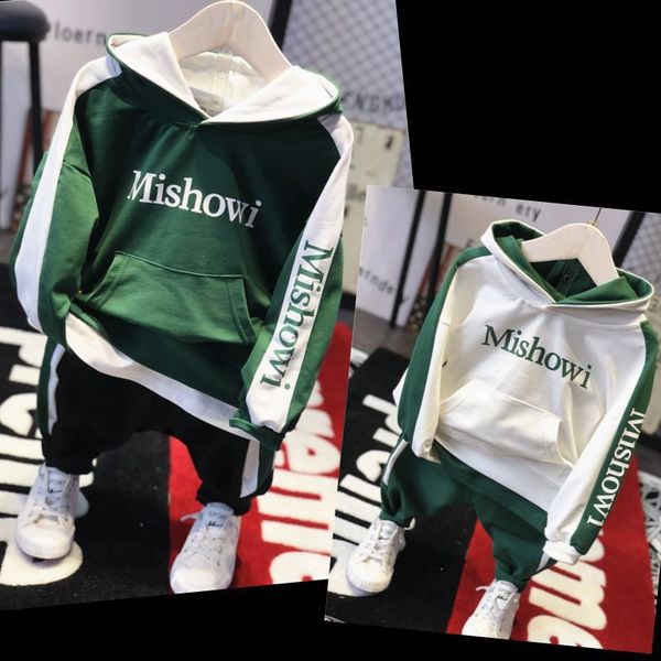 

boys' casual suit autumn sweater 2020 new children's sweater color matching letter casual two-piece suit