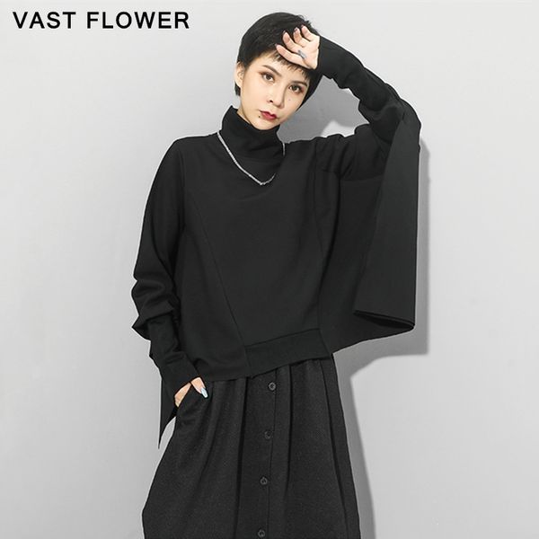 

oversized women sweatshirt pullover hoodie fashion turtleneck batwing long sleeve black loose clothes autumn winter 2020