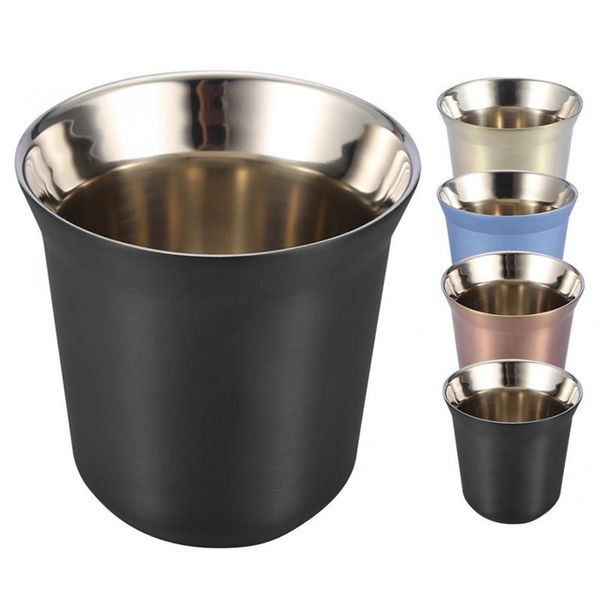 

espresso mugs 80ml stainless steel coffee mug double wall capsule shape insulated coffee tea cups 7 color