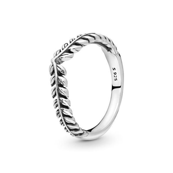 

925 sterling silver stackable wheat grains wishbone ring with logo and pandora original gift box fashion luxury designer jewelry women rings, Golden;silver