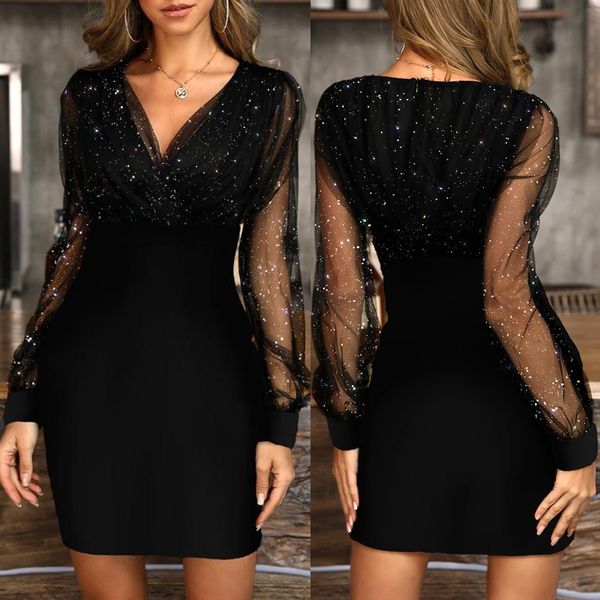 

women sequins new summer female dress black retro elegant party culb dress