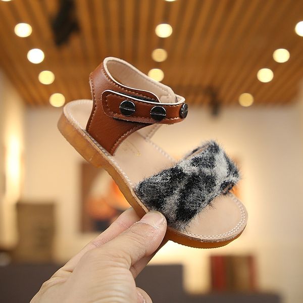 

new anti-skid and girls' sandals denim soft sole anti-skid shoes 1-3 years old children's princess shoes open-toed sandals, Black;red