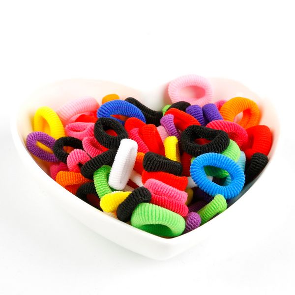 

100pcs/pack nylon elastics hair band for girl kids colorful hair holders cute rubber ring for towel charms tie gum, Slivery;white