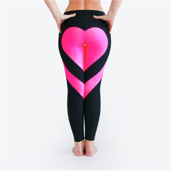 

svokor love peach printing splice womens sports and fitness leggings polyester breathable plus size leggings fashion legins, Black