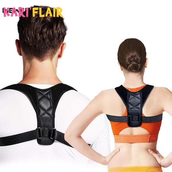 

adjustable clavicle posture corrector men woemen upper back brace shoulder lumbar support belt corset posture correction, Black;blue