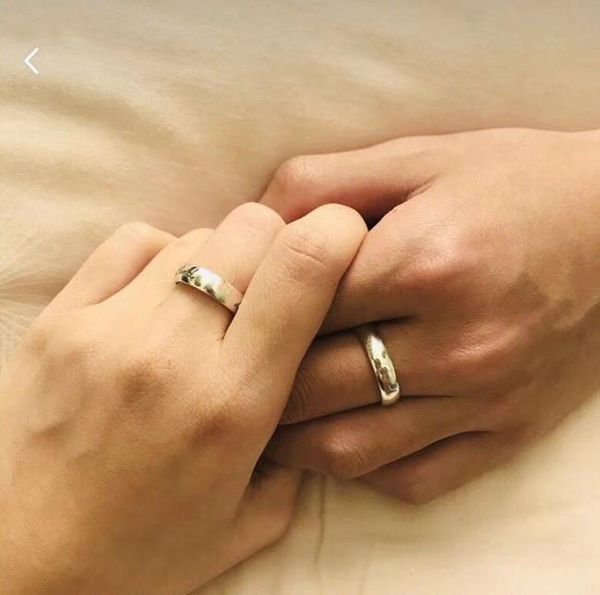 

925 sterling silver couple ring for women and men, Golden;silver