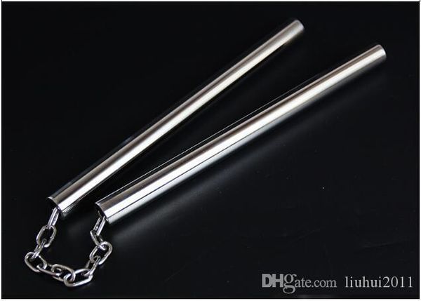 

new portable stainless steel telescopic nunchaku portable combat nunchaku non-slip two-part stick defense self-defense nunchaku