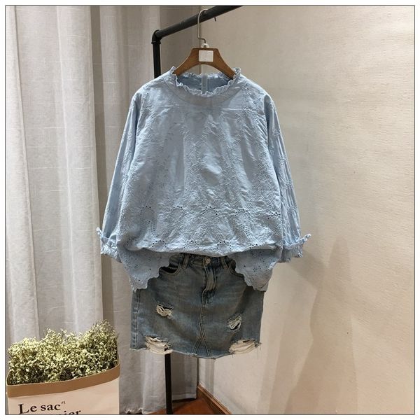 

a8xpz литературного вентилятор сен 2020 ранняя весна новых простое вышитые пуловеры pullovershirt pulloverwooden ухо воротник все соответств, White