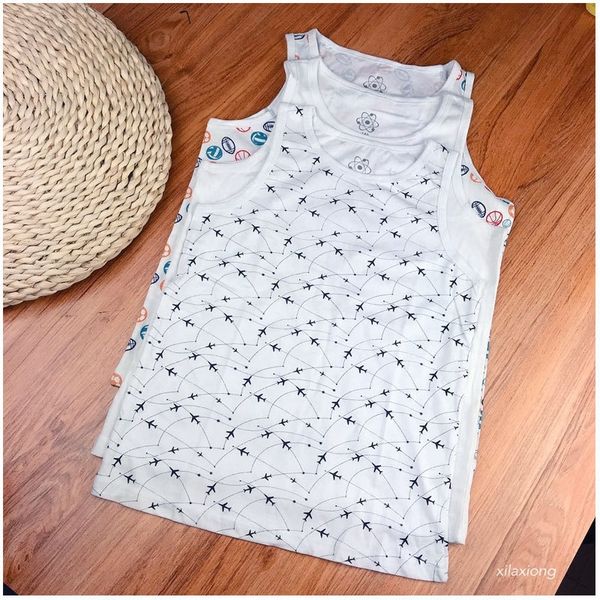 

cotton boys' thin pure cotton 140-152 children's children's clothing vest vest wear sleeveless shirt, Blue