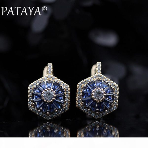 

pataya new original design limited 585 rose gold luxury micro-wax inlay natural zircon drop earrings women wedding party jewelry j190625, Golden