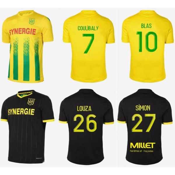 

2020/21 fc nantes soccer jersey 2021 #10 blas coco a toure soccer uniform mens #7 coulibaly louza simon football shirt, Black;yellow