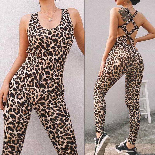 

women rompers fitness running set workout one-piece set training sports clothing yoga bodysuit leopard tracksuit women jumpsuit, White;red