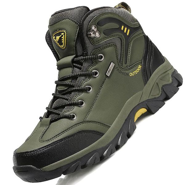 

men's waterproof ankle boots 2020 spring autumn men's sneakers army botas size 39-47 outdoor hiking boots men, Black