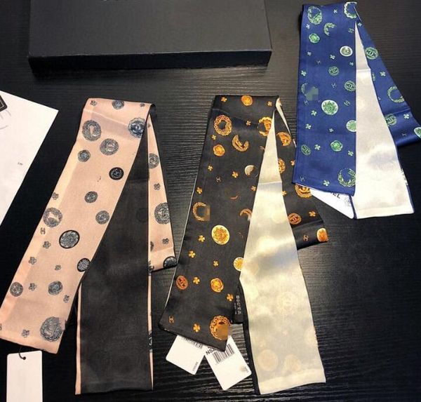 

2020fashion designer silk handbag scarf headbands new luxury women silk scraves 100% grade silk bag scarf hair bands designer head scarf, Blue;gray