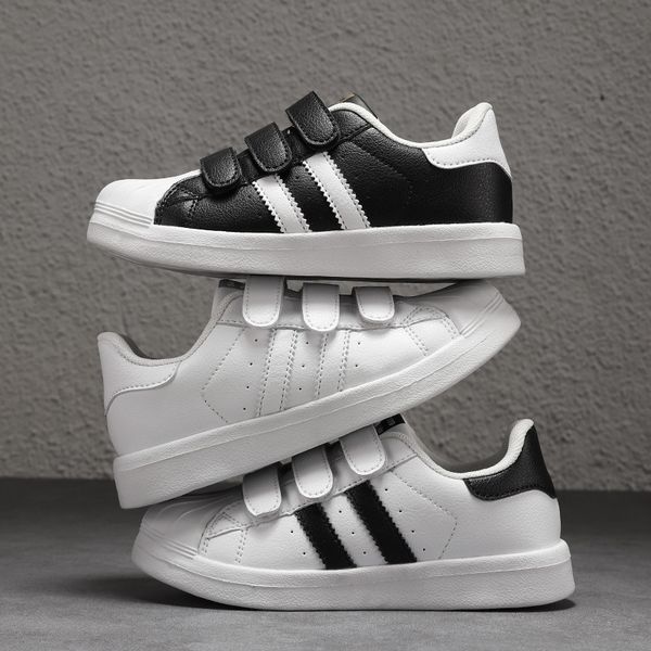 

boys' small 2019 autumn children's shell children's new shell head kindergarten girls' white shoes white shoes, Black