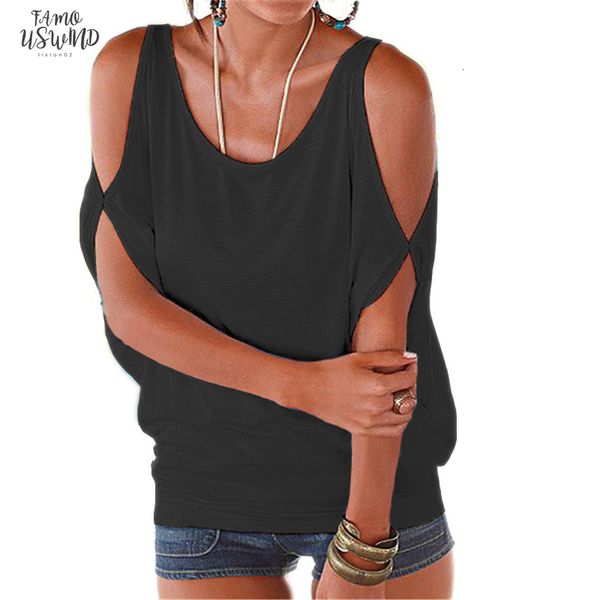 

drop ship women slit v neck sleeve cold shoulder t shirt casual girl tee t shirt loose tshirt nv71 p, White